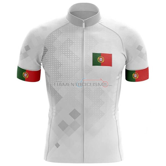 Abbigliamento Ciclismo Campione Portugal Manica Corta 2020 Bianco